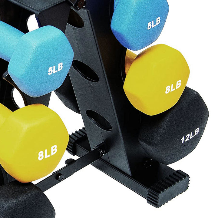BalanceFrom Fitness 5, 8, and 12 Pound Neoprene Coated Dumbbell Set with Stand - VMInnovations