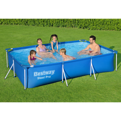 Bestway Steel Pro 118"x79"x26" Rectangular Above Ground Outdoor Swimming Pool - VMInnovations