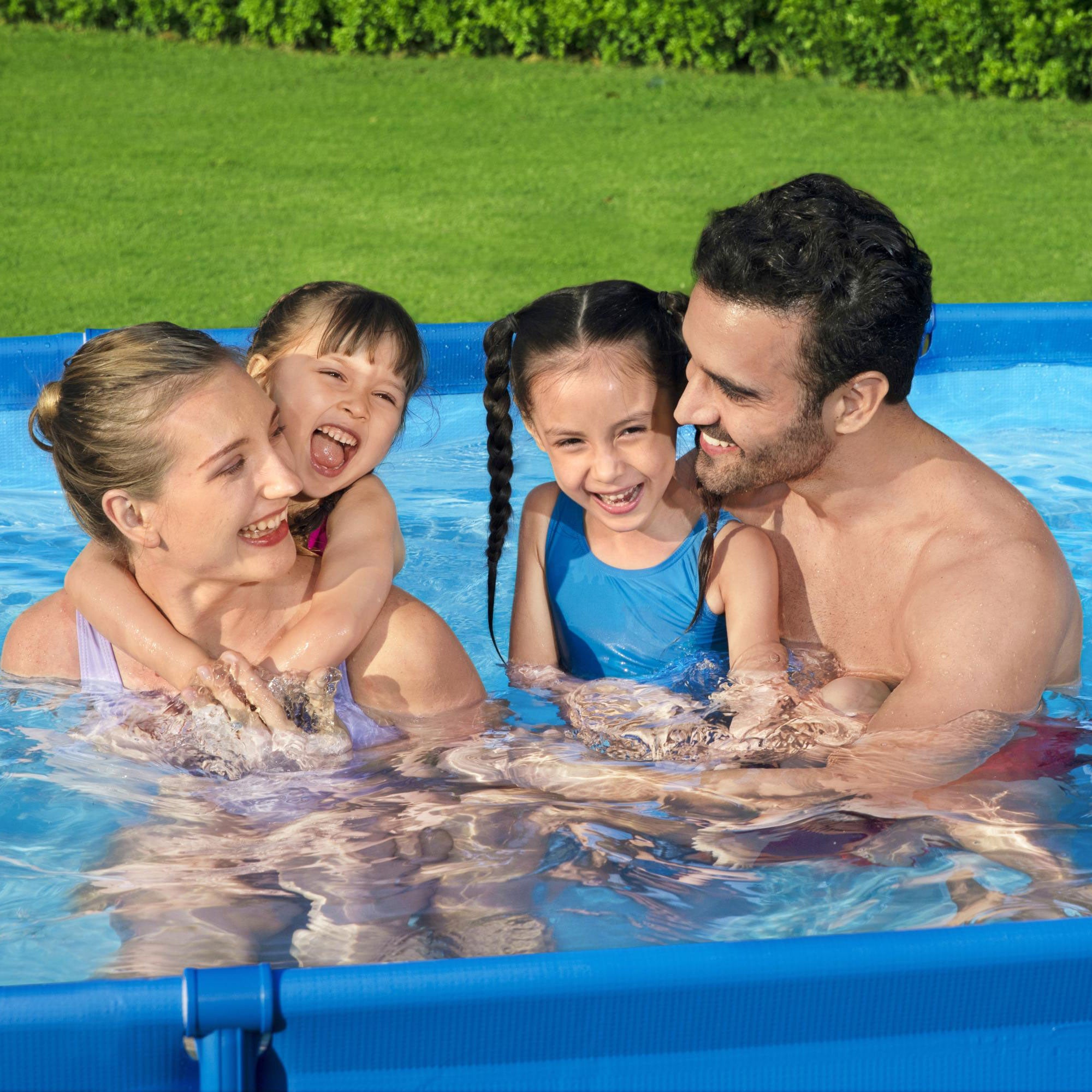 Bestway Steel Pro 118"x79"x26" Rectangular Above Ground Outdoor Swimming Pool - VMInnovations