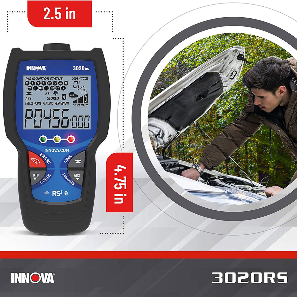 INNOVA 3020RS FixAssist Bluetooth Code Reader Vehicle Diagnostic Scanner Tool