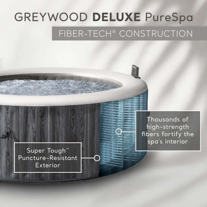 Intex PureSpa Plus Greywood Inflatable Hot Tub Spa with Multi-Colored LED Lights