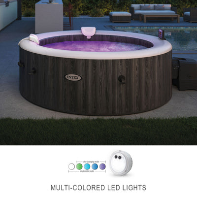 Intex PureSpa Plus Greywood Inflatable Hot Tub Spa with Multi-Colored LED Lights - VMInnovations