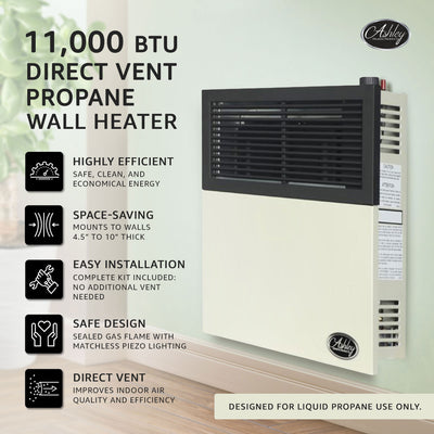 Ashley Hearth Products 11,000 BTU Vent Liquid Propane Wall Mount Heater (Used) - VMInnovations