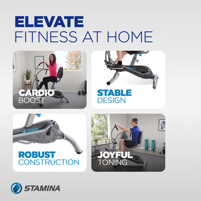 Stamina Easy Step Smart Recumbent Stepper Exercise Machine with Arm Exerciser