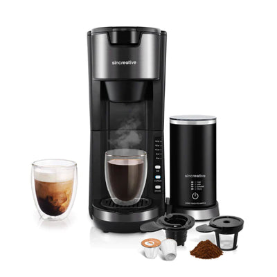 Sincreative Single Coffee Maker Cappuccino Machine w/ Milk Frother (Open Box) - VMInnovations