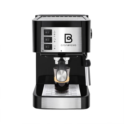 Casabrews Compact Espresso Coffee Machine with Milk Frother Wand, Black & Silver - VMInnovations