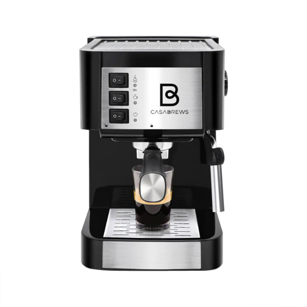 Casabrews Compact Espresso Coffee Machine w/Milk Frother, Black/Silver(Open Box)
