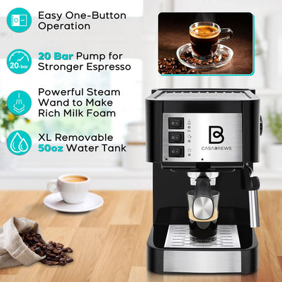 Sincreative Casabrews Compact Espresso Machine with Milk Frother Wand (Used)