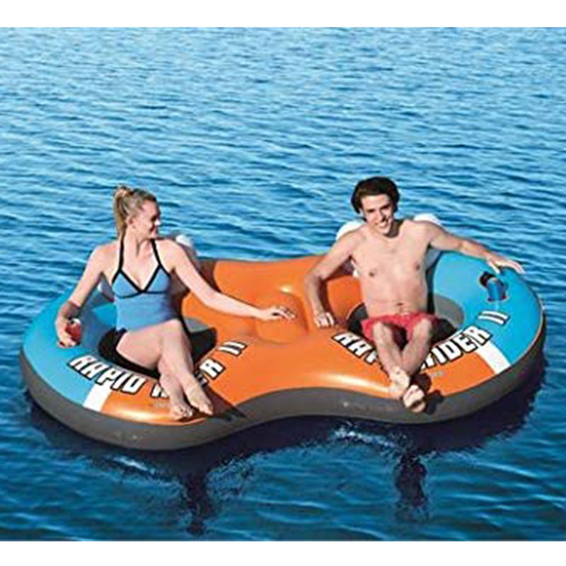 Bestway CoolerZ Rapid Rider 95" Inflatable 2 Person Pool Tube Float,Orange(Used)