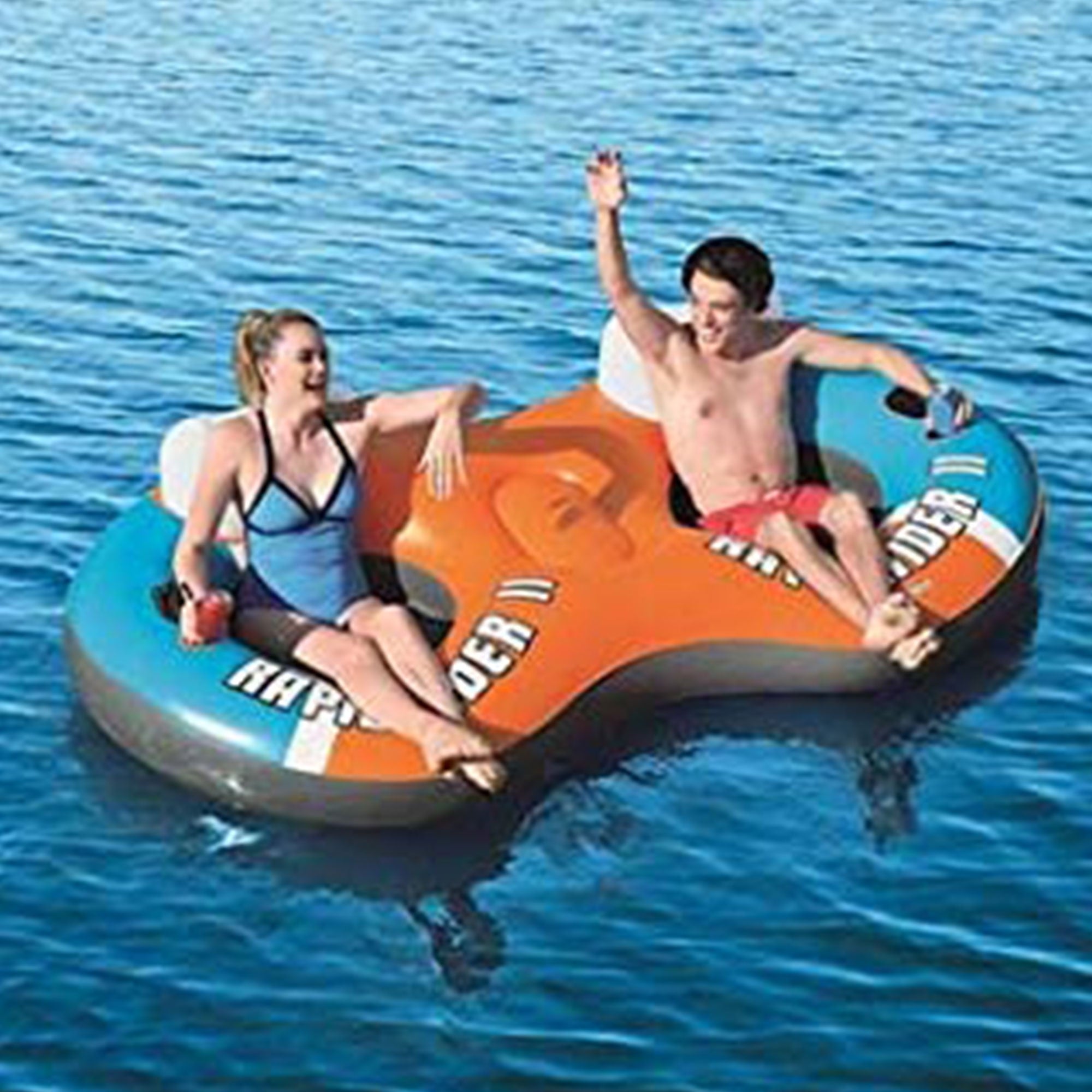 Bestway CoolerZ Rapid Rider 95 Inch Inflatable 2 Person Pool Tube Float, Orange - VMInnovations