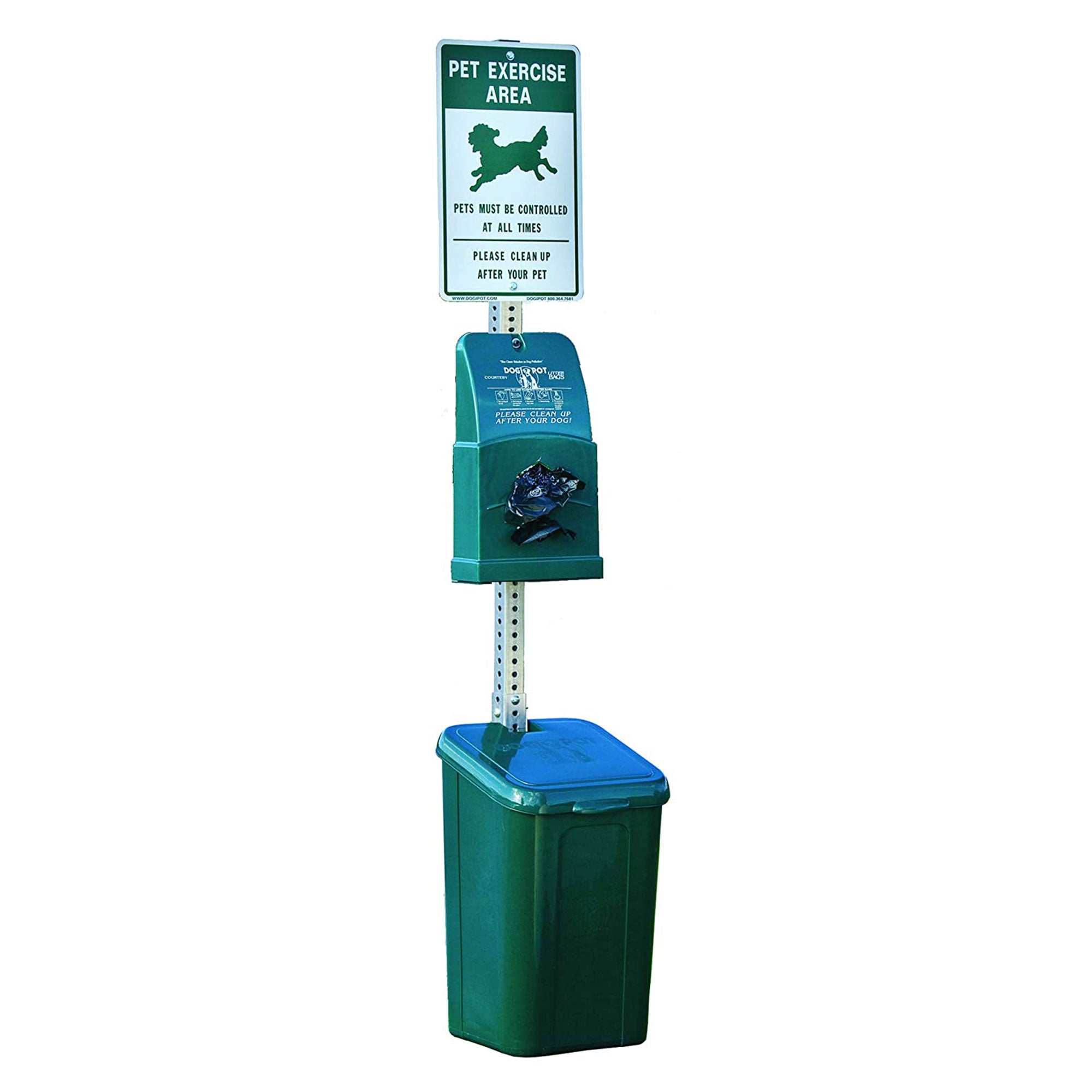 Dogipot 1010 Poly Pet Station with Bag Dispenser and Lidded Waste Bin (Used)