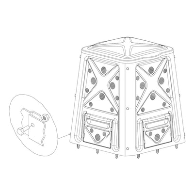 Redmon 65GAL Capacity Compost Bin w/Lift Off Lid & 4 Door Access Black(Open Box)