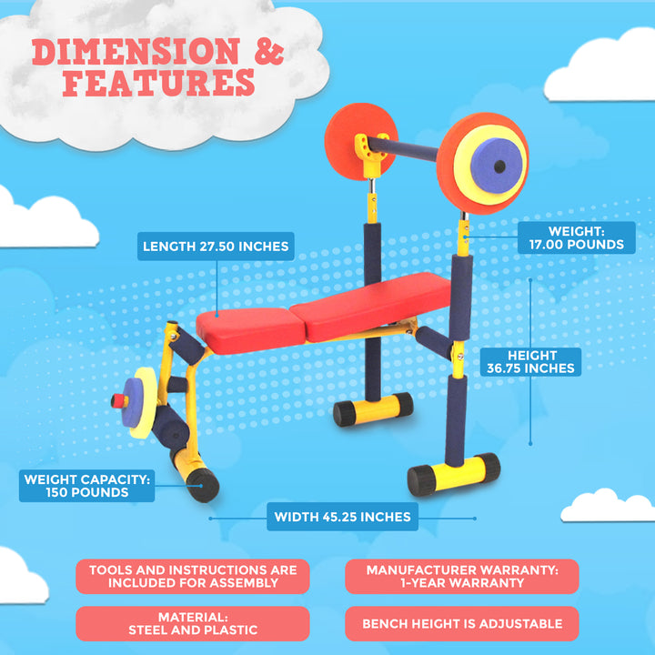 Fun & Fitness For Kids Exercise Equipment Weight Lifting Bench Set (Used)