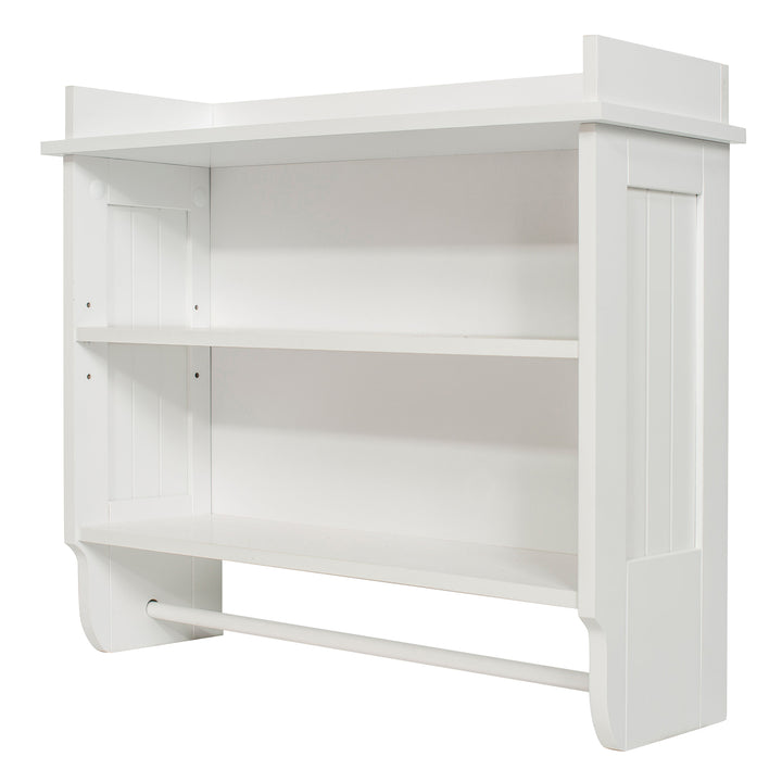 Redmon Contemporary Country Floating Wooden Wall Shelf with Towel Bar (Open Box) - VMInnovations