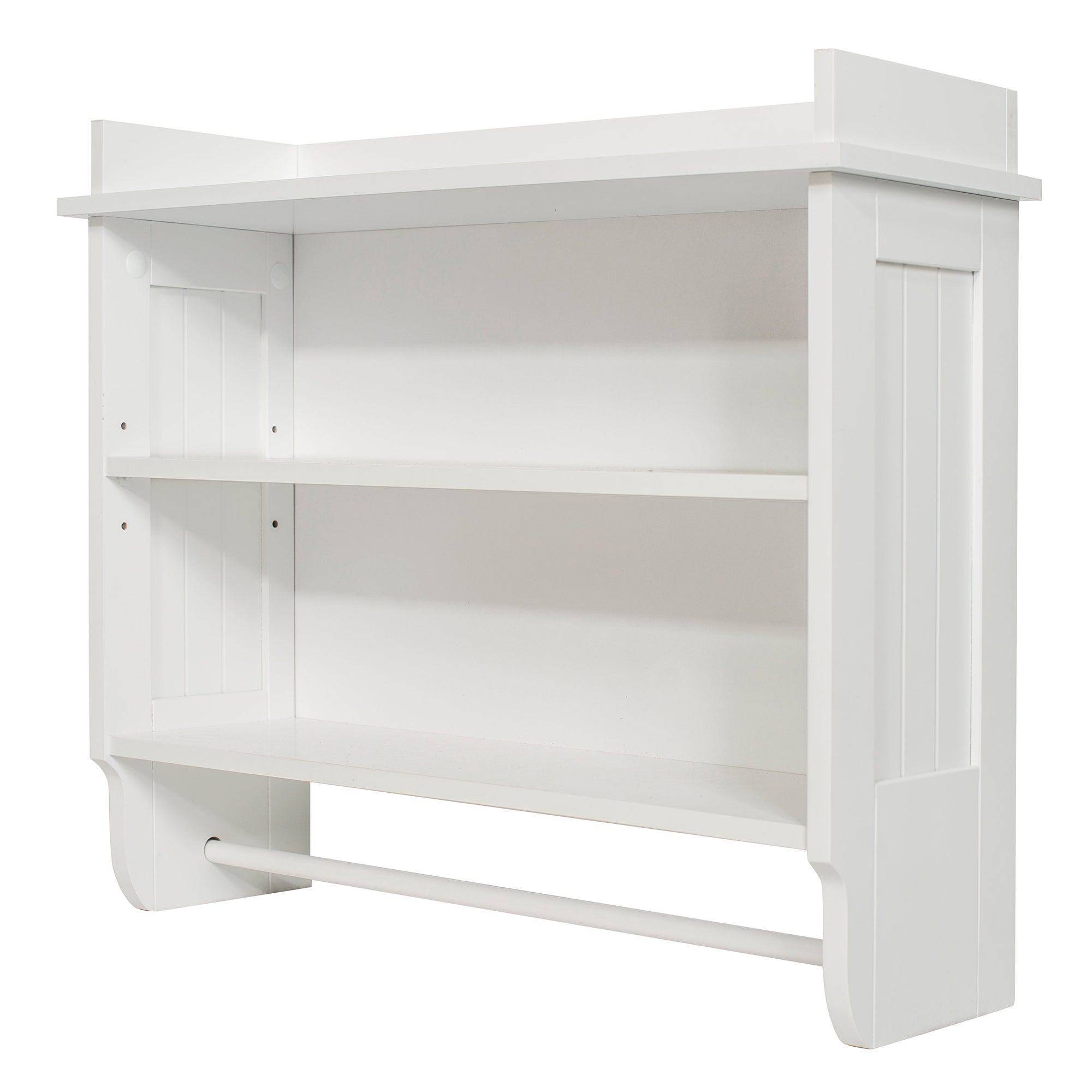Redmon Contemporary Country Floating Wooden Wall Shelf with Towel Bar (Used) - VMInnovations