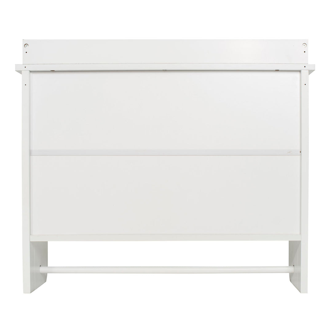 Redmon Contemporary Country Floating Wooden Wall Shelf with Towel Bar, White