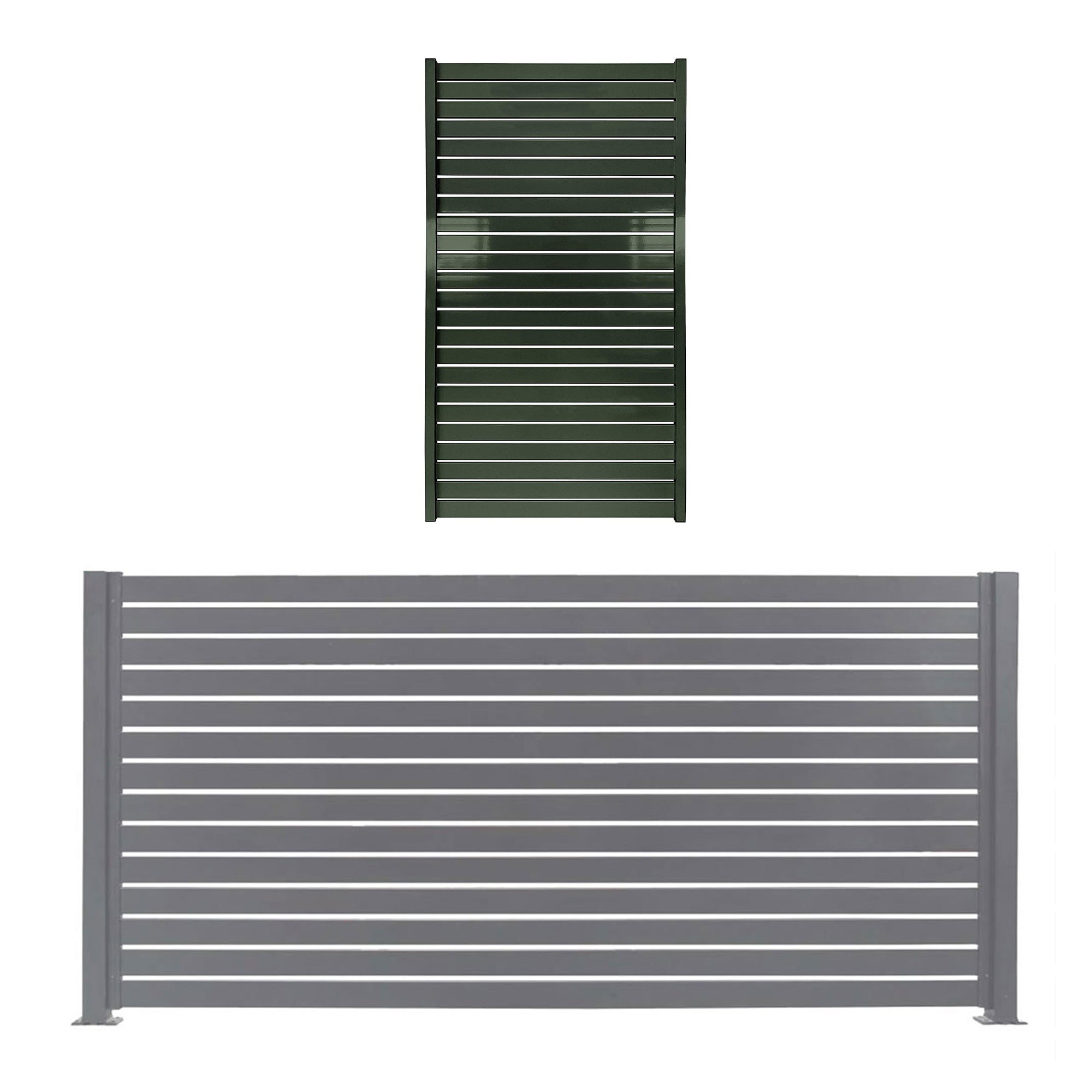 Stratco 71 x 94" and 71 x 39" Aluminum Quick Screen Slat Gate Fencing, Gray