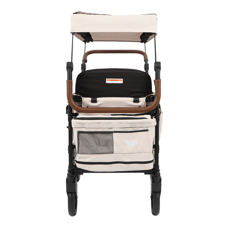 Keenz XC Luxury 2 Seat Child Stroller Wagon with Canopy and Mesh Sides, Cream