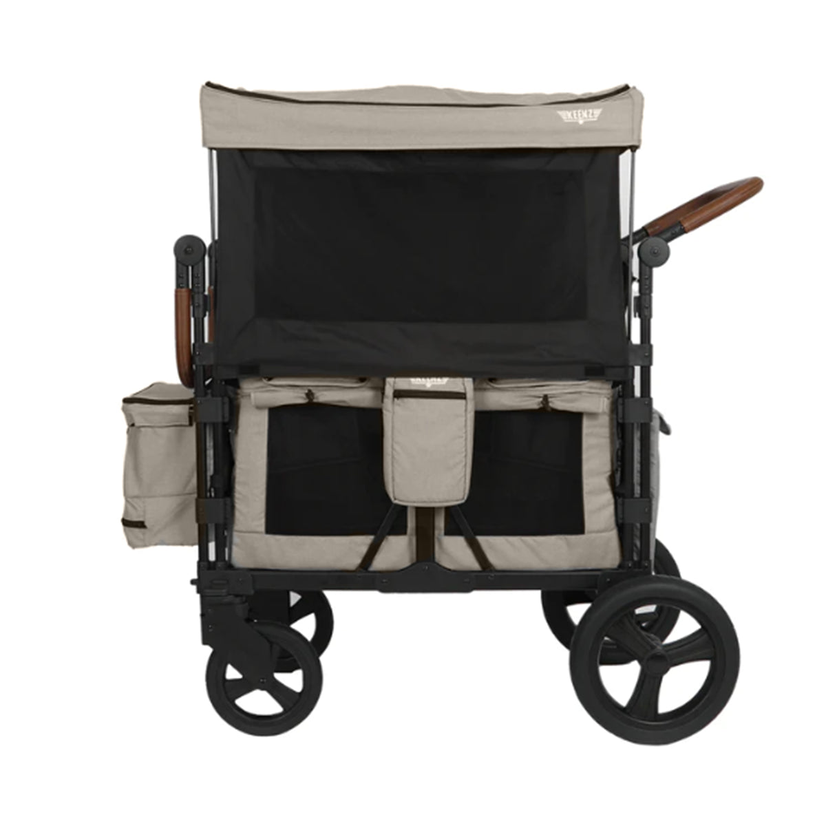 Keenz XC Plus 4 Child Luxury Stroller Wagon with Mesh Canopy and Sides, Cream