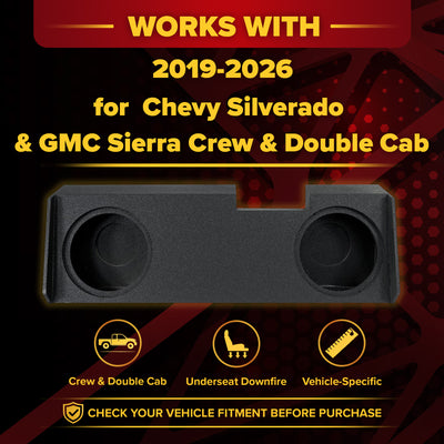 QPower 2019 Underseat Downfire 2 Hole 10" Subwoofer for GMC/Chevy 2019(Open Box) - VMInnovations