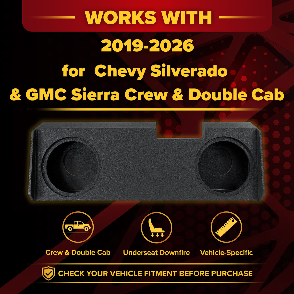 QPower QBGMC10 Underseat Downfire 2 Hole 10" Subwoofer for GMC/Chevy 2019 (Used)