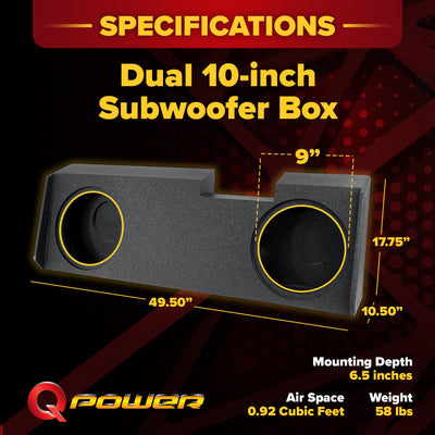 QPower 2019 Underseat Downfire 2 Hole 10" Subwoofer for GMC/Chevy 2019(Open Box) - VMInnovations