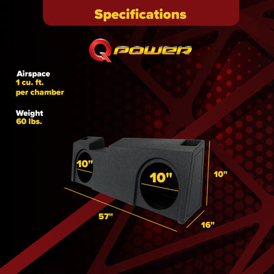 QPower Underseat Upfire 2 Hole 10" Port Subwoofer for GMC/Chevy 2019 (Open Box)