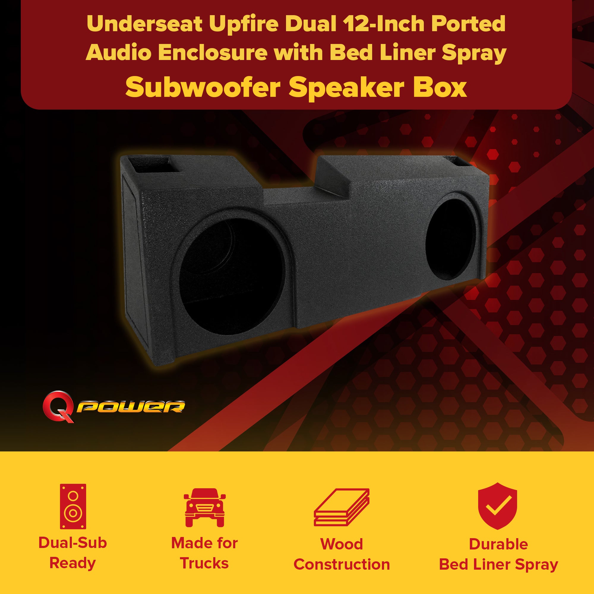 QPower Underseat Upfire 2 Hole 12" Port Subwoofer for GMC/Chevy 2019 (Used) - VMInnovations
