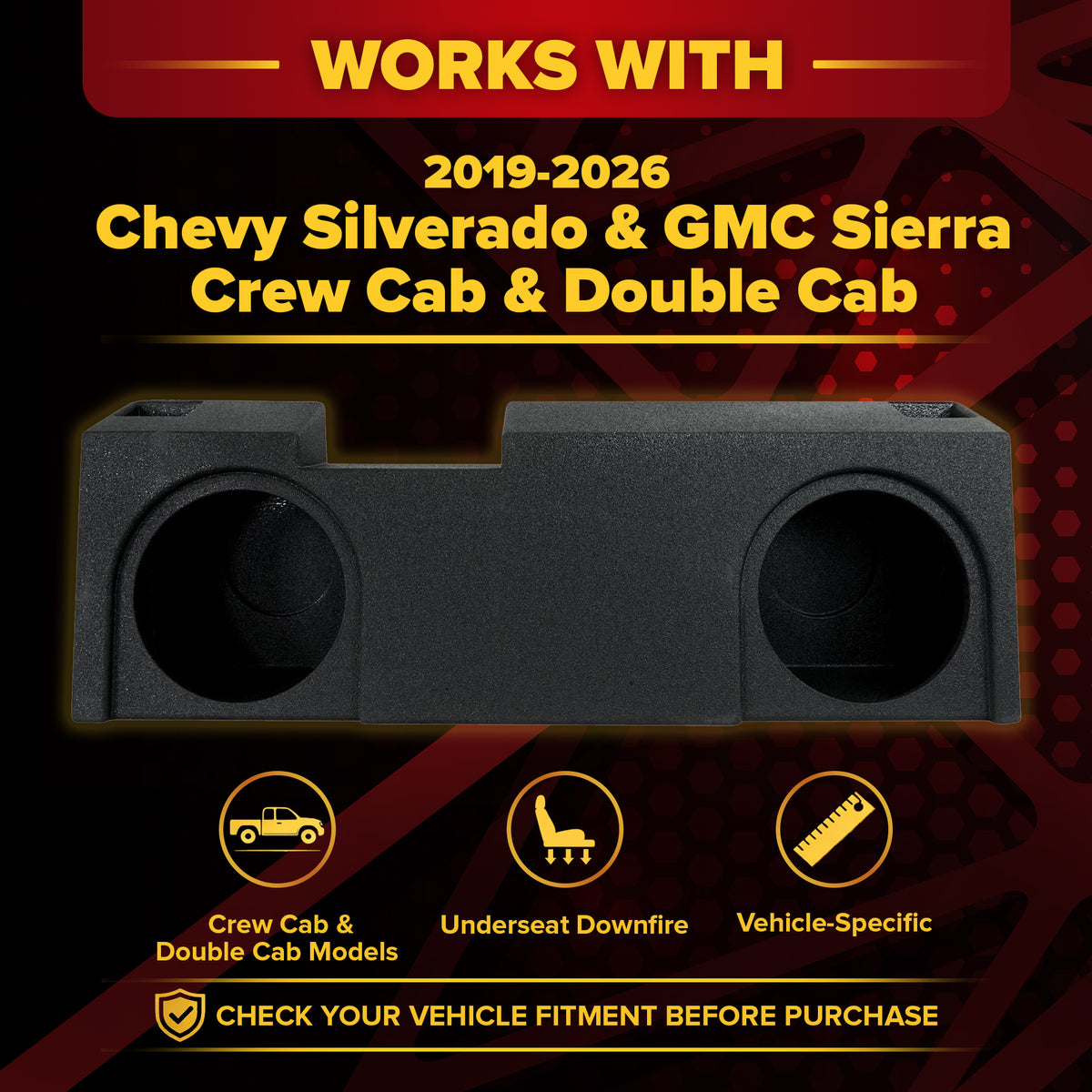 QPower Underseat Upfire 2 Hole 12" Port Subwoofer for GMC/Chevy 2019 (Used) - VMInnovations