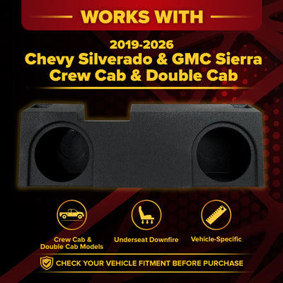 QPower Underseat Upfire 2 Hole 12" Port Subwoofer for GMC/Chevy 2019 (Used) - VMInnovations