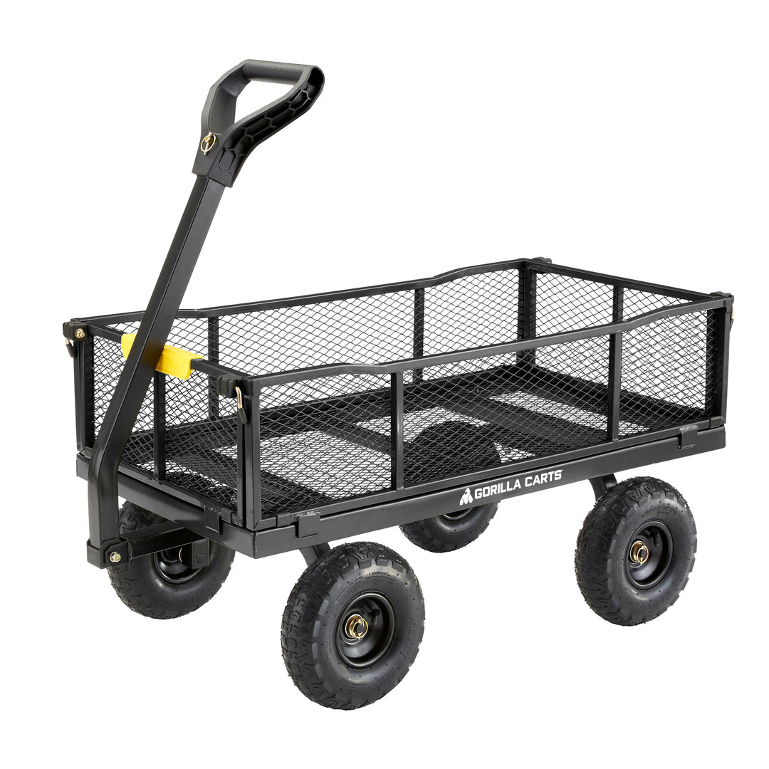 Gorilla Carts Steel Utility Cart Garden Beach Wagon, 900 Pound Capacity, Gray