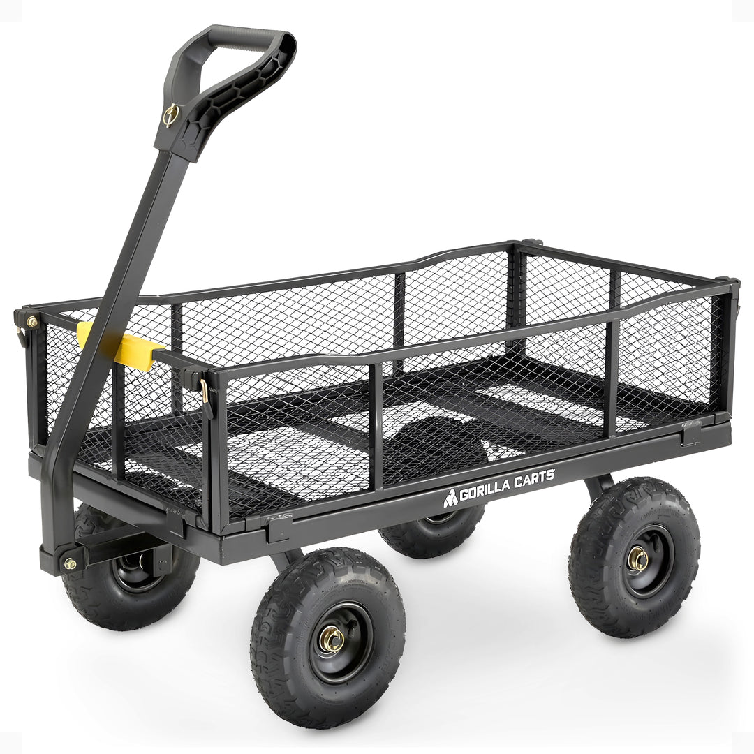 Gorilla Carts Steel Utility Cart Garden Beach Wagon, 900 Pound Capacity, Gray