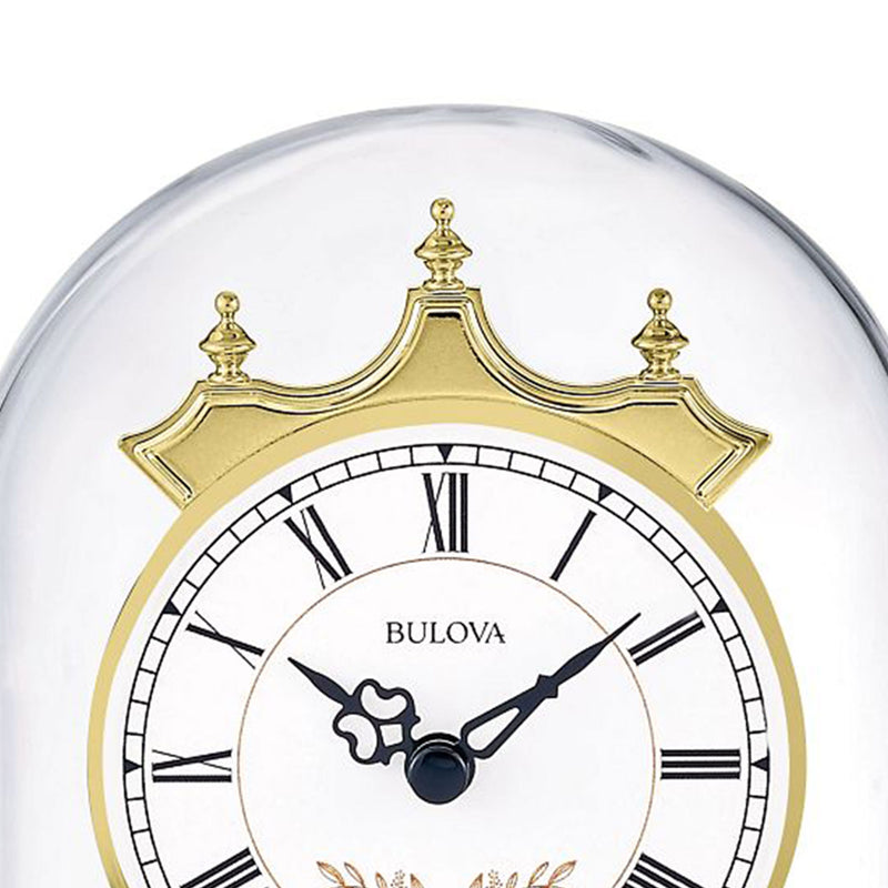 Bulova Clocks B8821 Heather Dial Glass Domed Clock with Westminster Chime, Gold