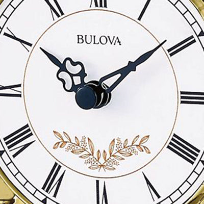 Bulova Clocks B8821 Heather Dial Glass Domed Clock with Westminster Chime, Gold