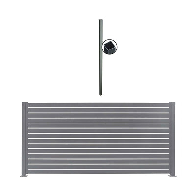 Stratco 71 x 94" Slat Gate Fencing, Gray, w/ 95" 1 Way Fence Post, Gray, 2 Pack