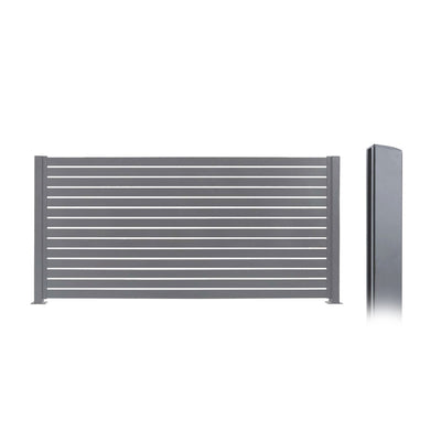 Stratco 71 x 94" Slat Gate Fencing, Gray, w/ 95" Fence Panel Post, Gray (2 Pack)