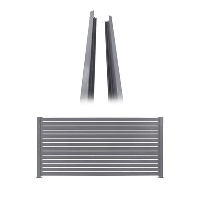 Stratco 71 x 94" Slat Gate Fencing, Gray, w/ 6 Foot Slat Fencing, Gray (2 Pack)