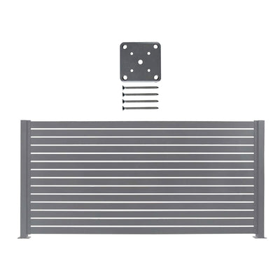 Stratco 71 x 94" Slat Gate Fencing, Gray, and Base Plate Kit with 4 Screws, Gray