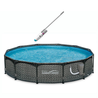 Kokido Tesla 10 Handheld Pool Vacuum and Summer Waves 12 Foot Round Pool w/ Pump