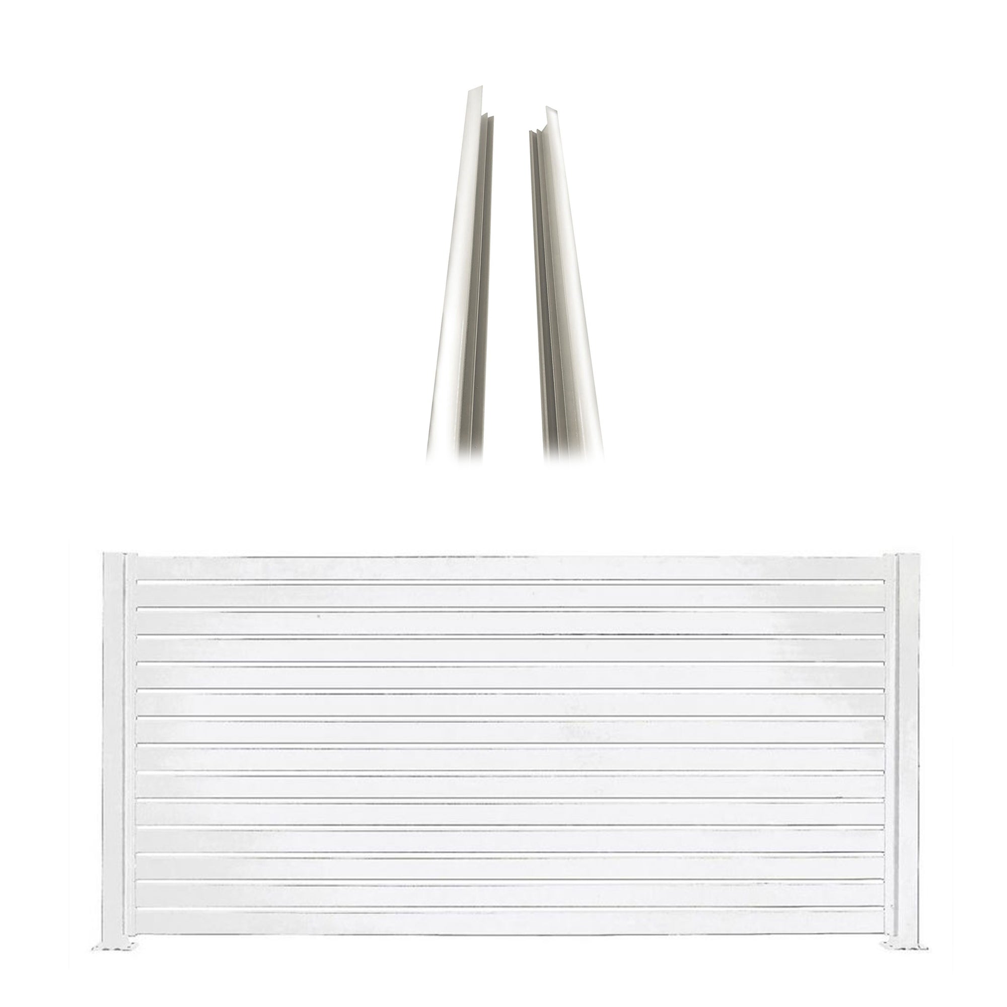 Stratco 8 x 6 Ft Slat Fence System, White, w/ 6 Ft Slat Fencing, White (2 Pack)