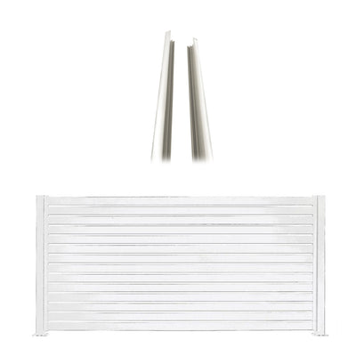 Stratco 8 x 6 Ft Slat Fence System, White, w/ 6 Ft Slat Fencing, White (2 Pack)