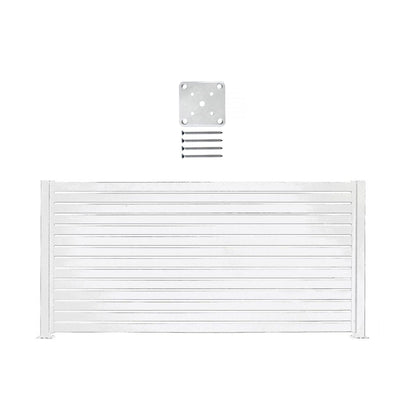 Stratco 8 x 6' Slat Fence System, White, with Base Plate Kit w/ 4 Screws, White
