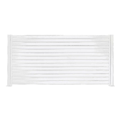 Stratco 8x6' Slat Fence System, White, & 95" 1 Way Fence Panel Post, White, 2 Pk
