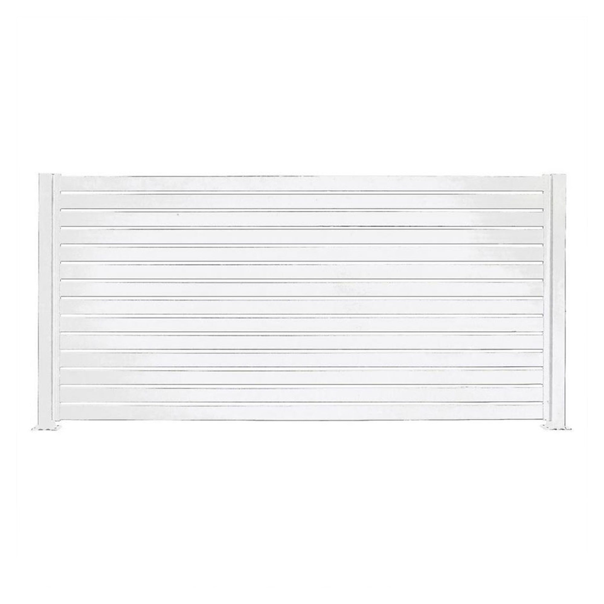 Stratco 8x6' Slat Fence System, White, & 95" 2 Way Fence Panel Post, White, 2 Pk - VMInnovations