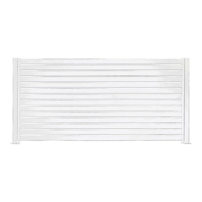 Stratco 8x6' Slat Fence System, White, & 95" 2 Way Fence Panel Post, White, 2 Pk - VMInnovations