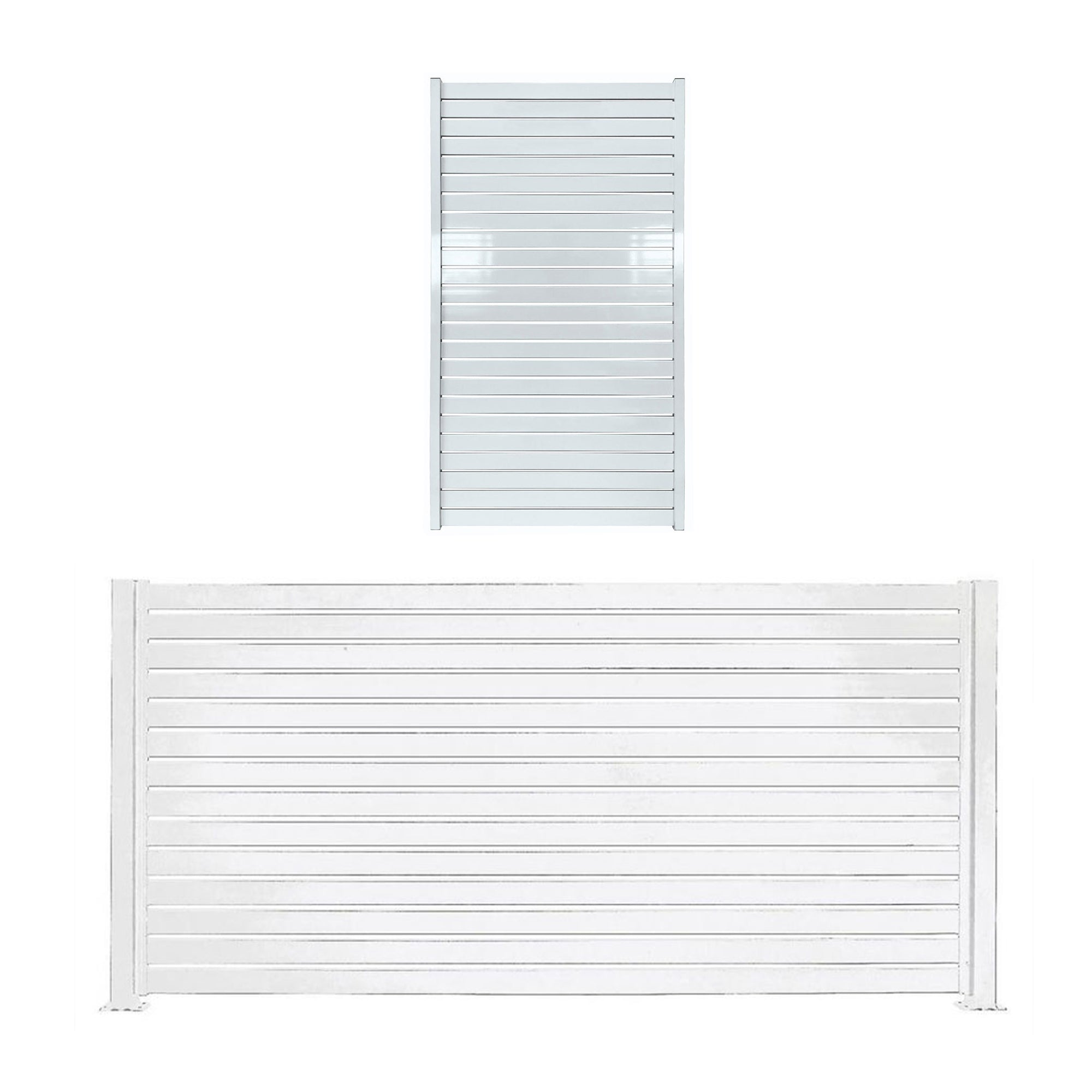 Stratco 8 x 6' Slat Fence System, White, with 71 x 39" Slat Gate Fencing, White