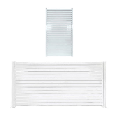Stratco 8 x 6' Slat Fence System, White, with 71 x 39" Slat Gate Fencing, White