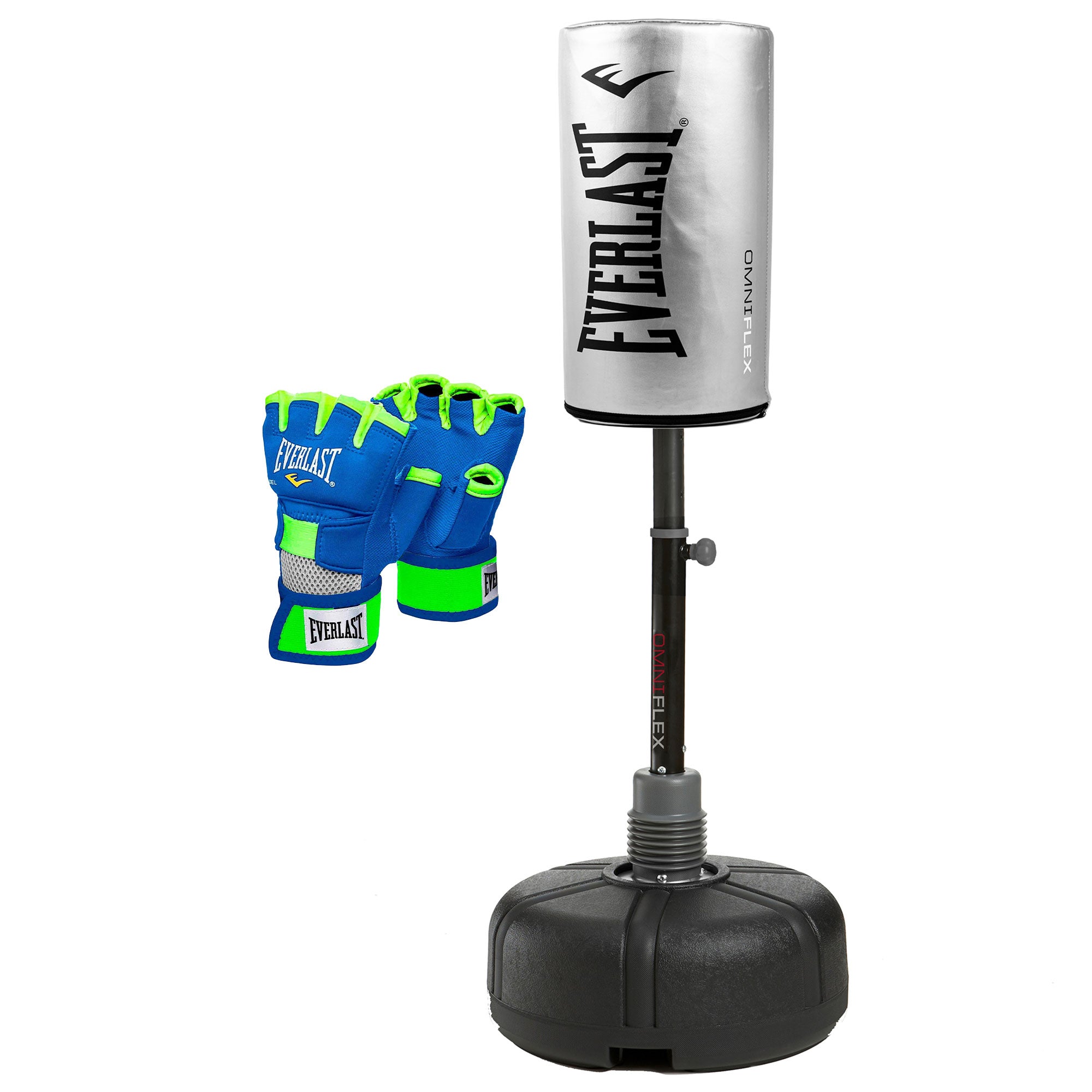 Everlast Powercore Freestanding Training Bag + EverGel Hand Wrap Gloves, Blue XL - VMInnovations