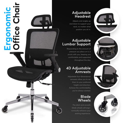 Oline ErgoMax Ergonomic Swivel Office Chair w/ Lumbar Support (For Parts) - VMInnovations