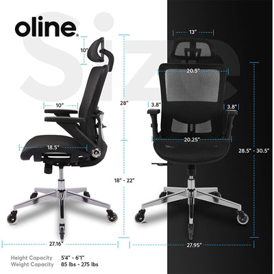 Oline ErgoMax Ergonomic Swivel Office Chair w/ Lumbar Support (For Parts) - VMInnovations
